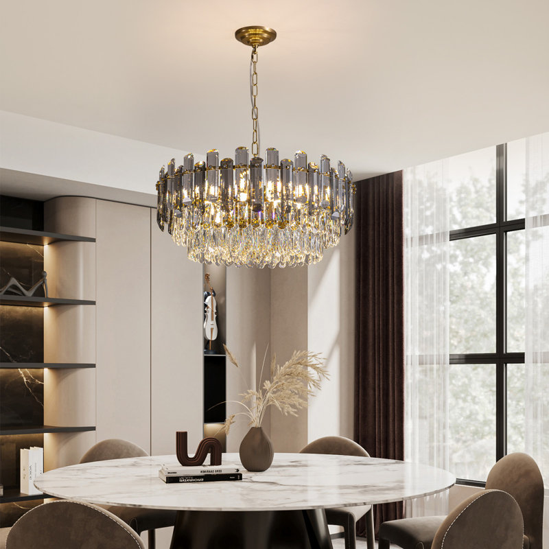 Mercer41 Sams 13/20 - Light Dimmable Crystal Tiered Chandelier